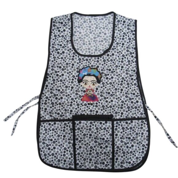 Craft Apron Mexican Artisan Little Frida Embroidered -One Size-zippered pocket - Picture 1 of 7